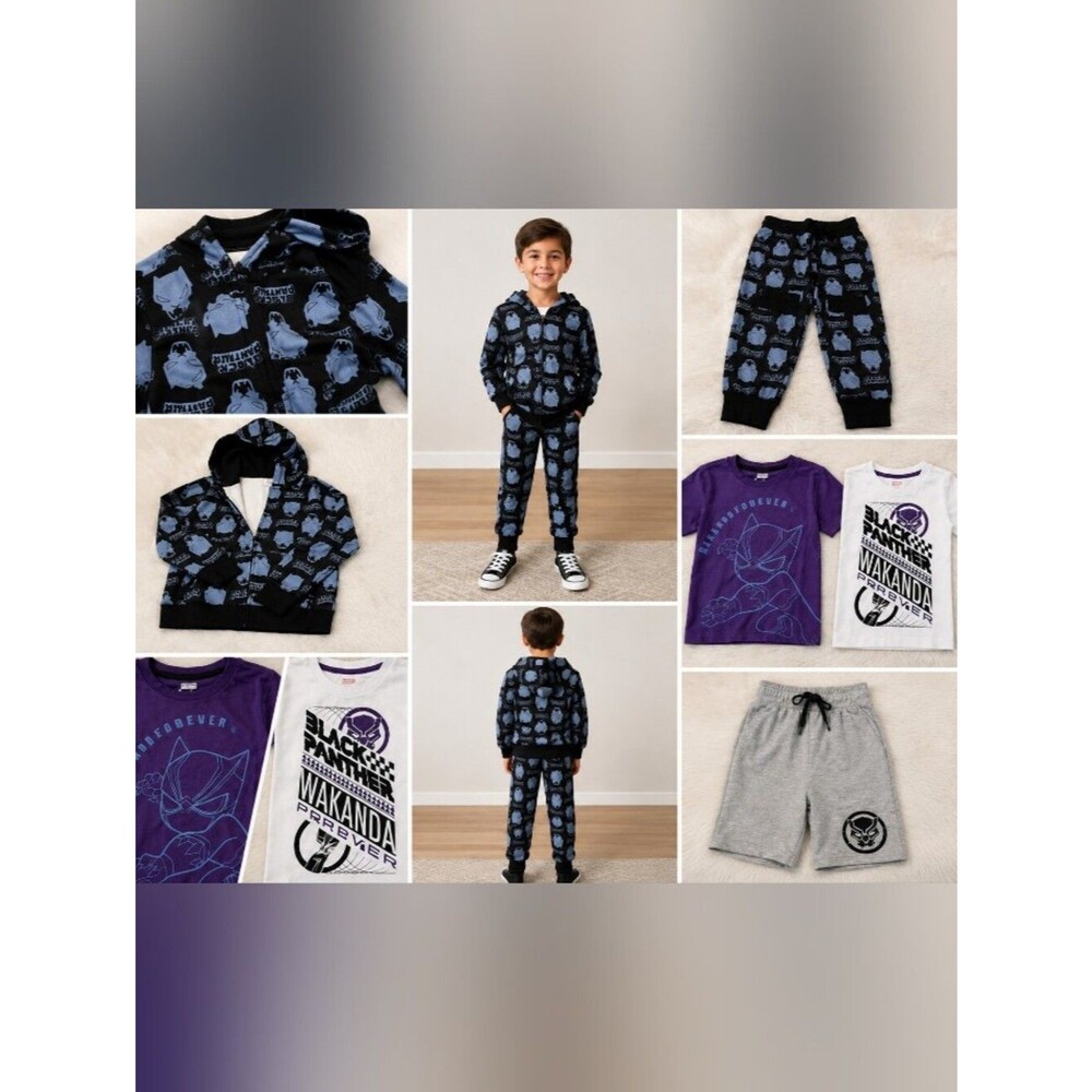 Marvel Black Panter  Boys 5 Piece Matching Bundle Set Blue Purple  NWT M